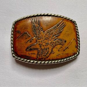 Vintage Eagle Belt Buckle with Silver Trim